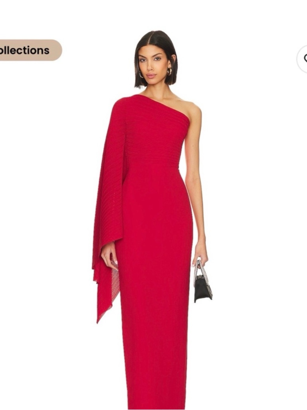 Solace London Lillia one-shoulder draped plissé-chiffon and stretch-crepe gown